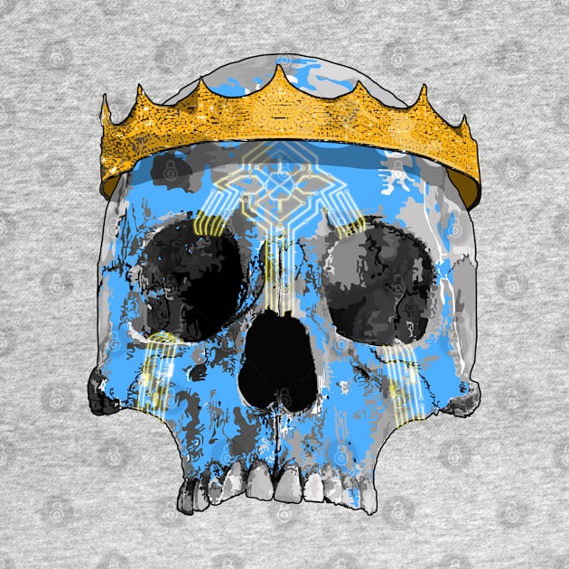 Sky blue skull with crown and warpaint by M[ ]